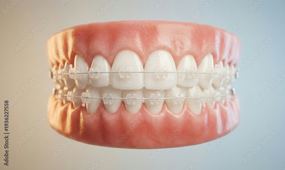 Obraz premium Dental Health: Orthodontic Braces Model for Straight Teeth