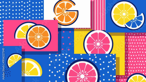 Vibrant Citrus Slices Abstract Pattern.