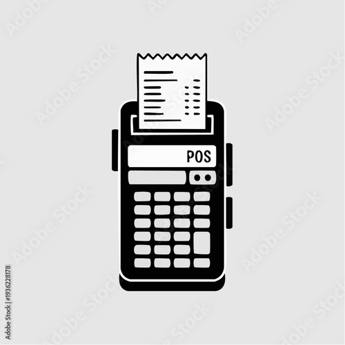 Point of Sale Terminal with Receipt Illustration.