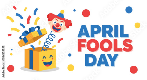 Happy Gift Box April Fools Day 3D Flat Vector