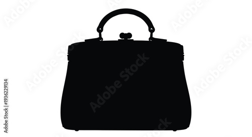 Silhouette of a classic handbag against a stark white background