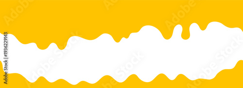 Yellow wavy melted border pattern. Vector melt wavy edge graphic element. Yellow wavy melted cheese style border isolated on white background.