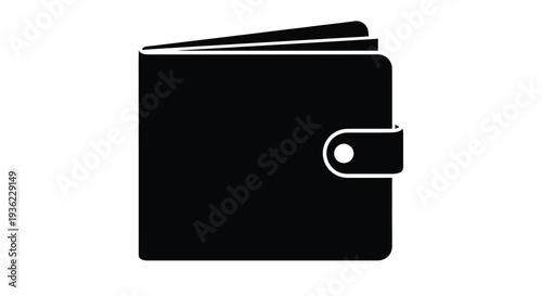 Simple black silhouette of a closed wallet on a white background