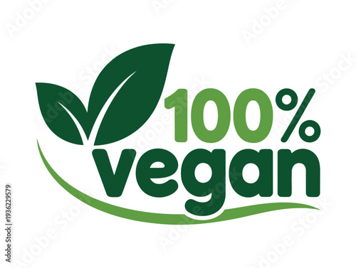 Vegan certification logo with green leaf and checkmark, plant-based eco label symbol for organic food packaging, healthy lifestyle branding, natural product badge, and environmentally friendly design