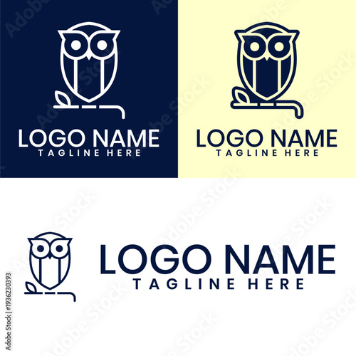 Minimal line art owl logo