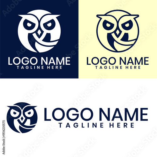 Bold geometric owl face logo