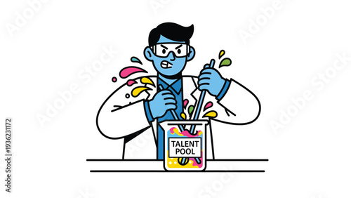 Professional mixing a diverse talent pool, symbolizing skill development, recruitment, and HR strategy