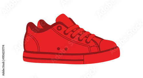 Red Sneaker Illustration, Vector Style Graphic, for Fashion and Sport Designs