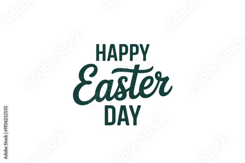 Easter egg with Happy Easter Day text on a green background illustration