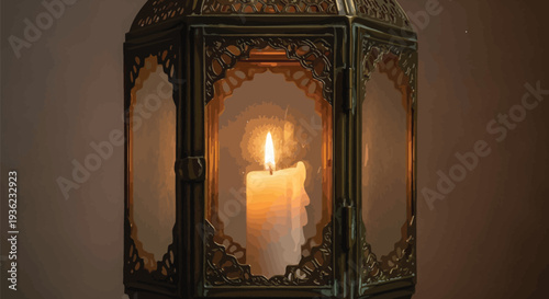 Glowing candle lantern halloween dark spooky atmosphere