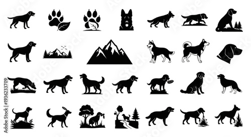 Dog Silhouette Icons A Collection of Canine Adventures