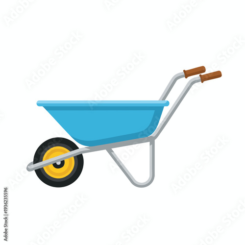 Bright Blue Garden Cart with Wooden Handles and Single Wheel for Outdoor Use