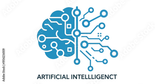 A blue brain illustration depicting artificial intelligence and neural network connections