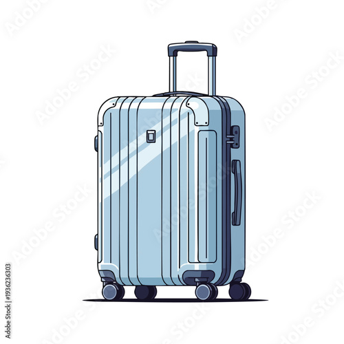 Light Blue Suitcase with Wheels and Handle