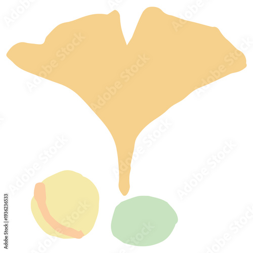 黄色いイチョウの葉と銀杏のイラスト 11月の園だよりに使いやすいシンプル手描き素材シリーズ