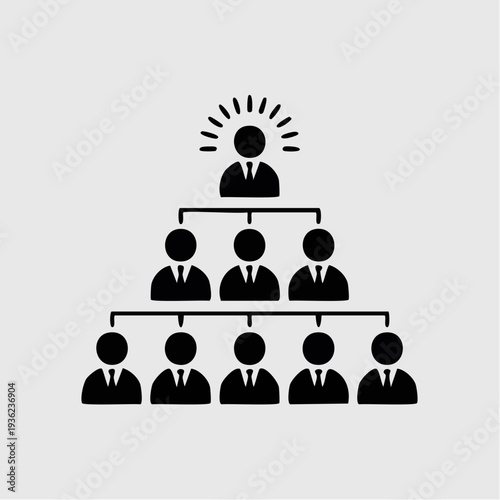 Corporate Hierarchy Structure with Leadership and Team Members.