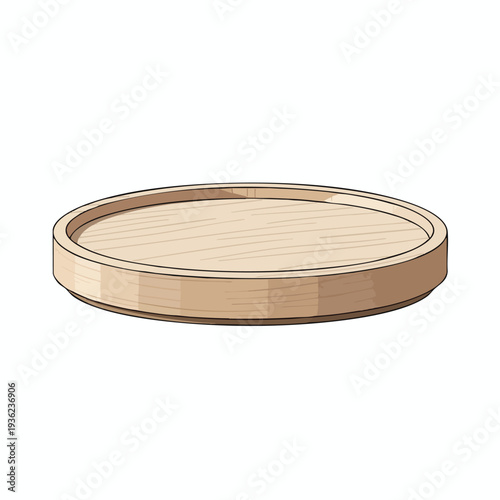 Empty Wooden Tray on White Background