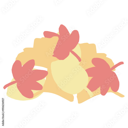 集めた落ち葉の山のイラスト 11月の園だよりに使いやすいシンプル手描き素材シリーズ