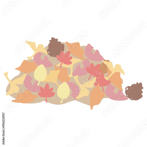 集めた落ち葉の山のイラスト 11月の園だよりに使いやすいシンプル手描き素材シリーズ