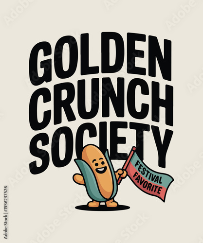 Golden Crunch Society festival favorite corn mascot vector illustration