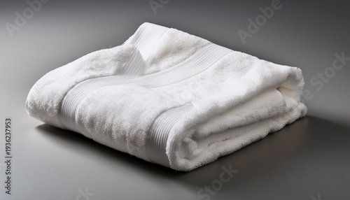 crisp white towel perfectly folded on elegant gray surface for spa bathroom decor