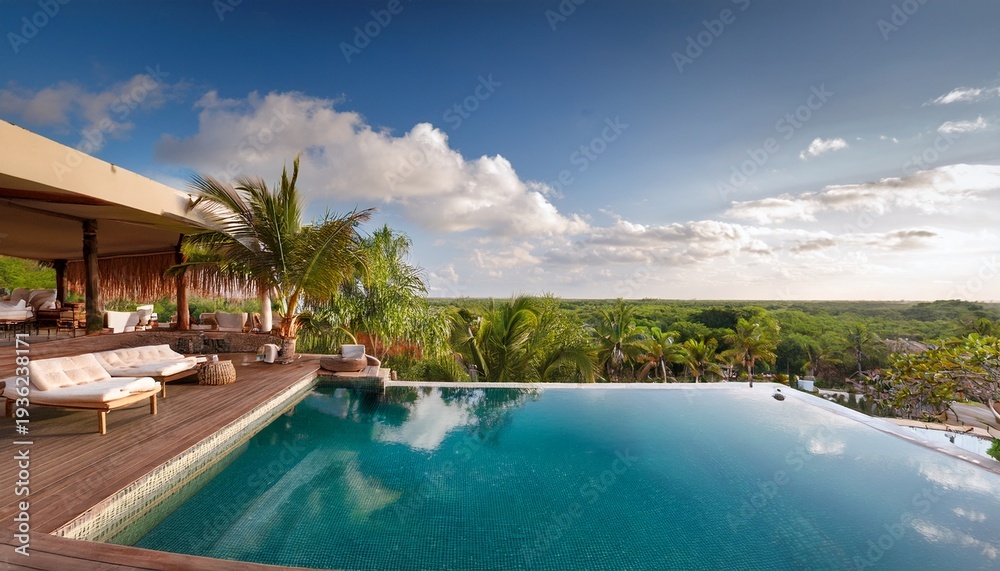 Fototapeta premium living room views outdoor area made interior mexico style entertaining tulum pool