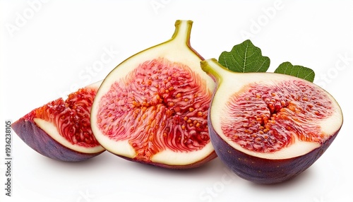 fresh figs slices isolated white background
