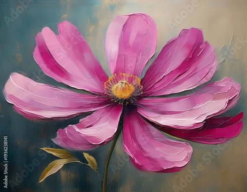 isolated magenta pink flower on vintage background abstract oil painting