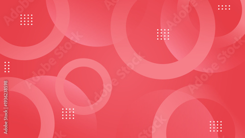 Gentle red gradient background decorated with translucent floating circles and small geometric dot clusters
