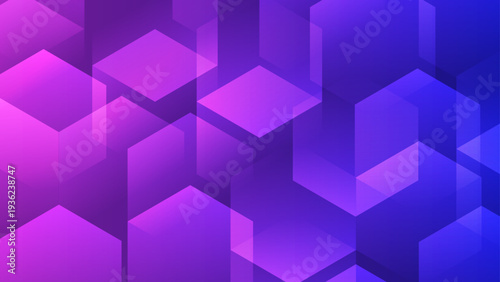 Digital data concept featuring glowing violet geometric honeycomb shapes for cyber security theme