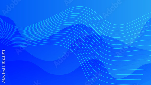 Professional blue and cyan gradient background featuring smooth organic waves and thin rhythmic lines