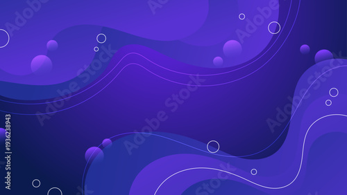 Elegant liquid motion background featuring flowing organic shapes and floating circles in a dark blue gradient for web design