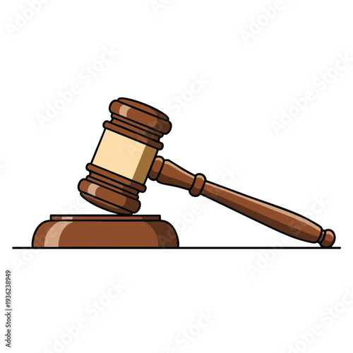 Legal Justice Concept with Gavel and Sound Block for Courtroom or Law Office Illustration