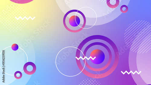 Dreamy abstract background with soft purple and blue color transitions and a variety of geometric shapes for a modern aesthetic look