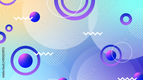 Energetic background design with cyan and yellow gradients featuring bold geometric circles and playful graphic elements for modern branding