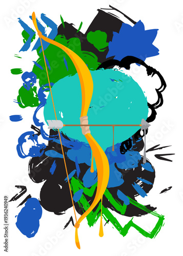 Ancient arrow graffiti. Abstract modern street art decoration performed in urban painting style.