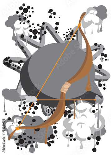 Ancient arrow graffiti. Abstract modern street art decoration performed in urban painting style.