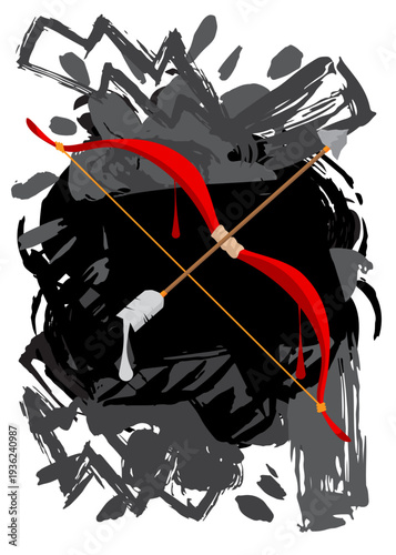 Ancient arrow graffiti. Abstract modern street art decoration performed in urban painting style.