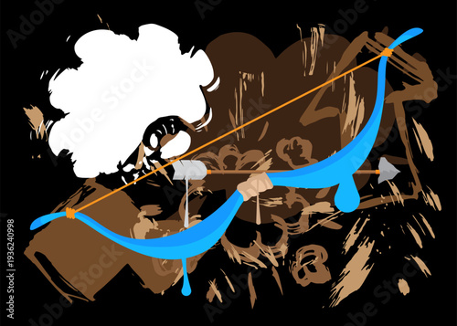 Ancient arrow graffiti. Abstract modern street art decoration performed in urban painting style.