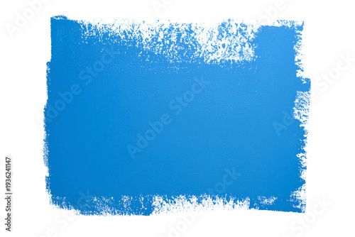 Texture of blue color paint from roller on white, Paint roller marks on a white wall.