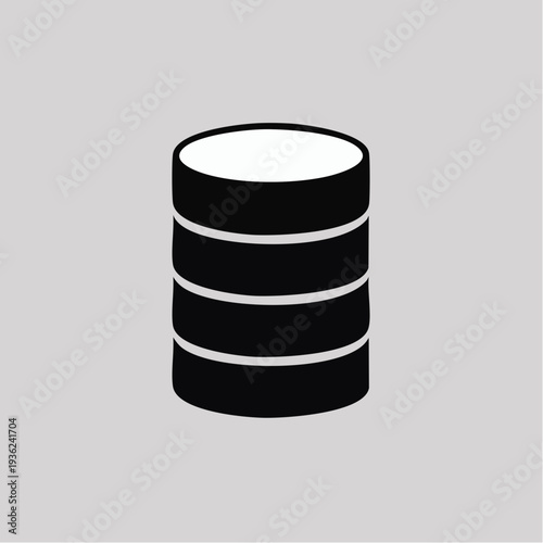 Simple black and white illustration of a cylindrical object with three distinct sections.