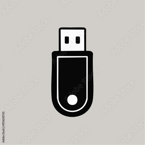 Simple black USB flash drive icon on gray background.