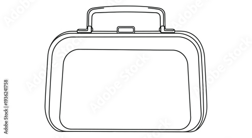 Simple line drawing of a vintage style lunchbox with a handle