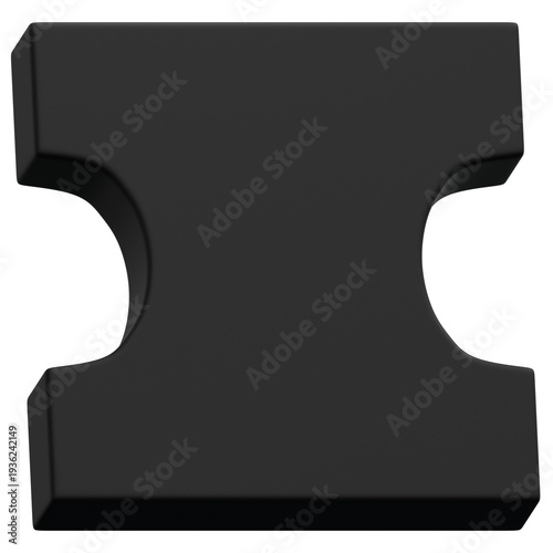 Bilde på lerret 3D Black Symmetrical Inset Block Abstract Shape