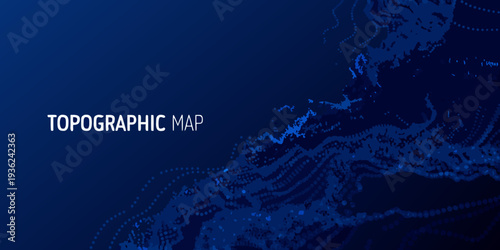 Abstract topographic map background with blue gradient and dotted patterns