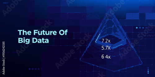 Abstract digital illustration featuring a glowing pyramid and data visualization