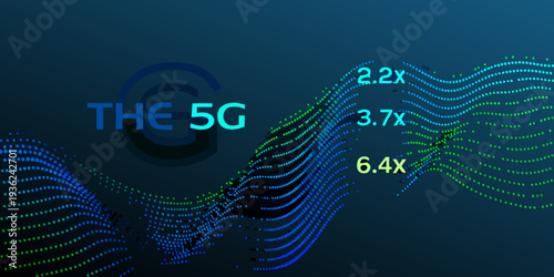 Abstract representation of 5g technology with data streams and speed indicators