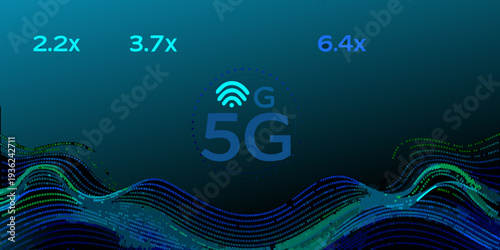 Abstract representation of 5g network technology with wave like visual elements