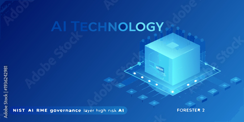 Abstract depiction of ai technology with glowing cubes and a blue gradient
