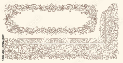 Vintage vintage ekements Luxury classic vignettes, borders, labels and monograms isolated on a white background. Decorative calligraphic elements for certificates, posters and cards in retro style.